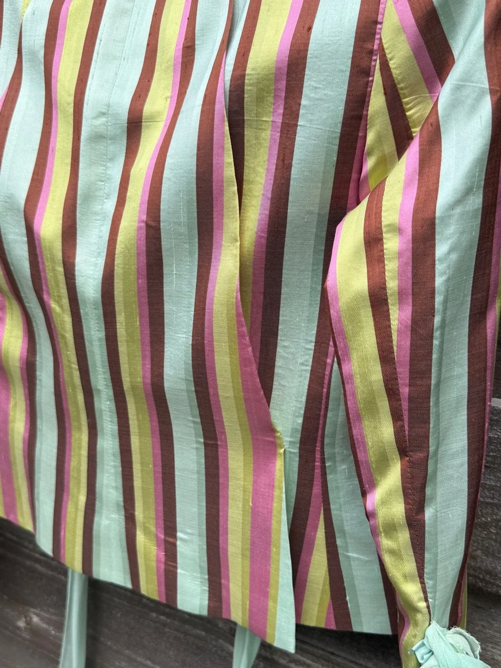 RARE Y2K Dr. Boudoir Raw Silk Striped Ruffle Blazer Jacket Small - Picture 14 of 16